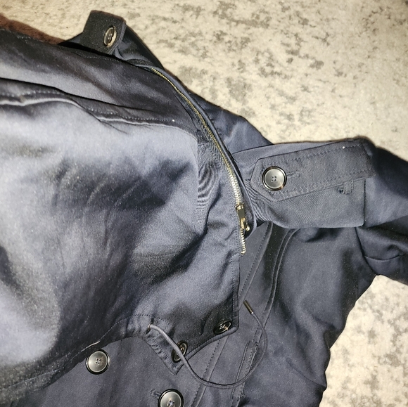 Navy Blue Zara Short Trench Coat (Detachable Hood) - Picture 6 of 9